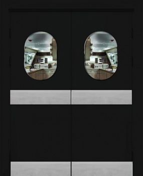 А- Гладь-3 двойного открывания, овальное окно (отбойная пластина низ + центр)